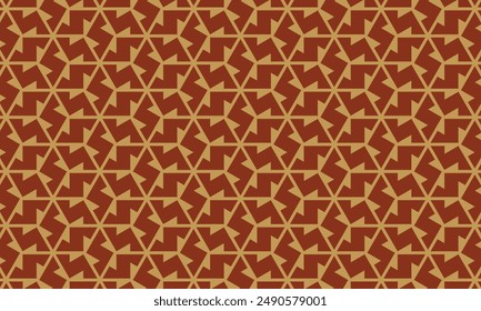 Geometric pattern design. Seamless and abstract fabrics texture. Letter S motif in dark red background.