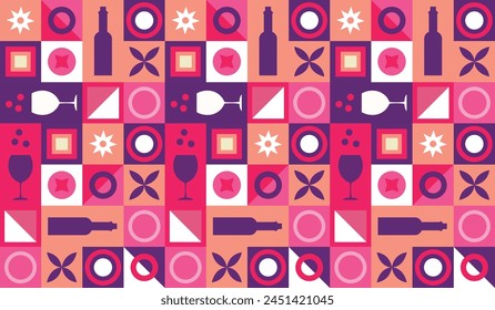 Geometric pattern design wine burgundy color grape simple shapes seamless texture set of banners splash pattern for corporate identity packaging design elements vector drawing