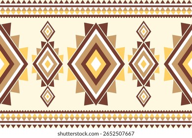 Padrão geométrico com diamantes e triângulos em tons de terra em um plano de fundo creme padrão étnico geométrico