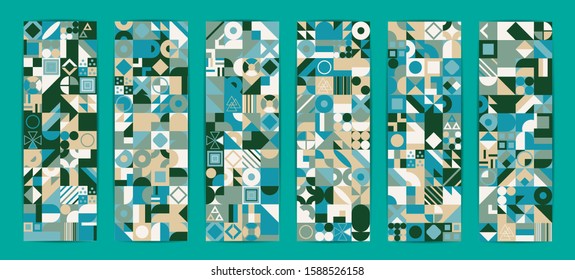 Geometric pattern with different colorful figures. Vector EPS 10 background for poster, banner, wallpaper, flyer, brochure
