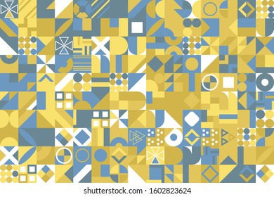 Geometric pattern with different colorful figures. Vector EPS 10 background for poster, banner, wallpaper, flyer, brochure