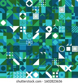 Geometric pattern with different colorful figures. Vector EPS 10 background for poster, banner, wallpaper, flyer, brochure