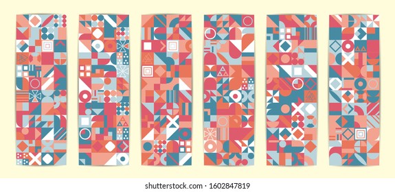 Geometric pattern with different colorful figures. Vector EPS 10 background for poster, banner, wallpaper, flyer, brochure