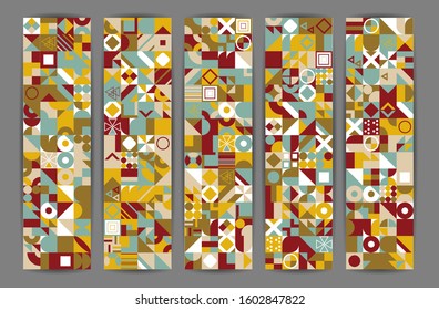 Geometric pattern with different colorful figures. Vector EPS 10 background for poster, banner, wallpaper, flyer, brochure
