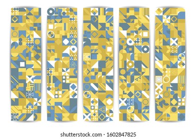 Geometric pattern with different colorful figures. Vector EPS 10 background for poster, banner, wallpaper, flyer, brochure