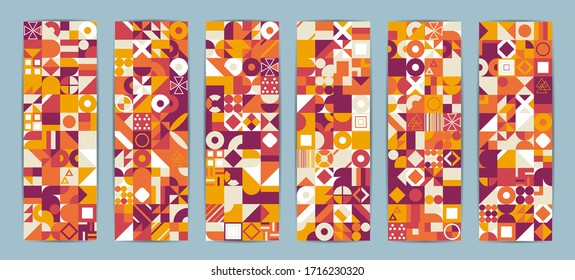 Geometric pattern with different colorful figures. Vector EPS 10 background for poster, banner, wallpaper, flyer, brochure