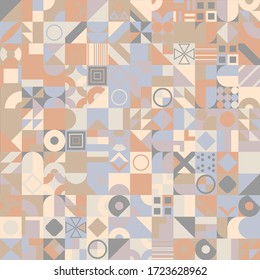 Geometrisches Muster mit verschiedenen bunten Figuren. Vektorgrafik EPS10 Hintergrund für Poster, Banner, Tapete, Flyer, Broschüre