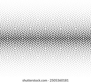 Geometric pattern. Disappearing halftone optical effect. Seamles in one direction. Scale method