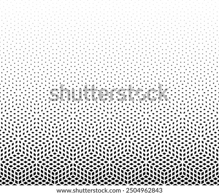 Geometric pattern. Disappearing halftone optical effect. Seamles in one direction. Scale method