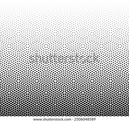 Geometric pattern. Disappearing halftone optical effect. Seamles in one direction. Scale method