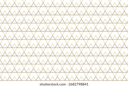 Geometric pattern displays rows of triangles in gold and gray against a white surface, creating a modern, minimalist aesthetic vector background