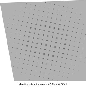 Padrão geométrico de pontos dispostos em gradiente em um plano inclinado. Os elementos circulares diminuem de tamanho em direção às bordas. Ilustração de vetor de desenhos animados.