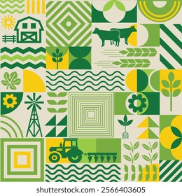 Geometric pattern of eco-agronomy, agriculture, farm products.