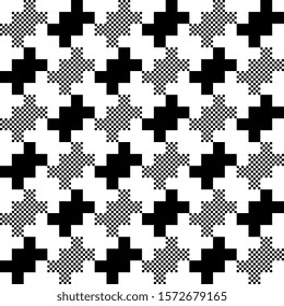 Geometric pattern elegant black white background classic hounds tooth motif. Abstract check modern fashion fabric template textile swatch. Digital illustration, high resolution image, vector graphic.