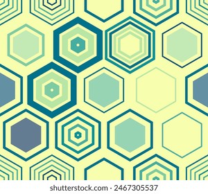 Geometric pattern. Geometric elements of varied style and color. Large hexagons. Tileable pattern. Seamless background. Charming vector illustration.