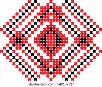 geometric pattern embroidery, red black