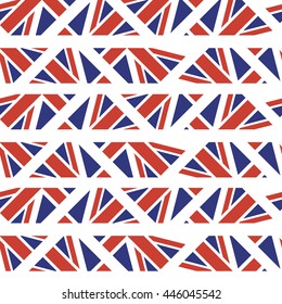 Geometric pattern. English flag shapes and colors ornament. Vector seamless background.