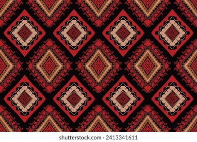 Patrón geométrico, patrón ininterrumpido de ikat étnico, estilo africano, vector abstracto, bordado de Chevron, bordado de Paisley, patrón aborigen navajo, motivos aztecos y tribales, estilo dibujado a mano vectorial.