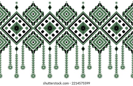 Geometric pattern Ethnic IKAT pattern shapes design green and black vector for fabric seamless pattern dress cloth carpet curtains 