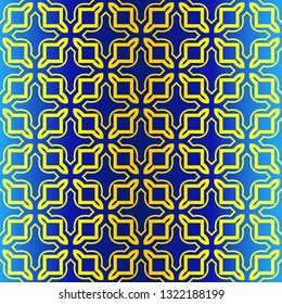 Geometric Pattern. Ethnic Ornament. Vector Illustration. For Greeting Cards, Invitations, Cover Book, Fabric, Scrapbooks. Blue yellow color.
