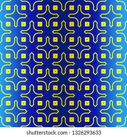 Geometric Pattern. Ethnic Ornament. Vector Illustration. For Greeting Cards, Invitations, Cover Book, Fabric, Scrapbooks. Blue yellow color.