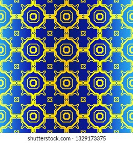 Geometric Pattern. Ethnic Ornament. Vector Illustration. For Greeting Cards, Invitations, Cover Book, Fabric, Scrapbooks. Blue yellow color.