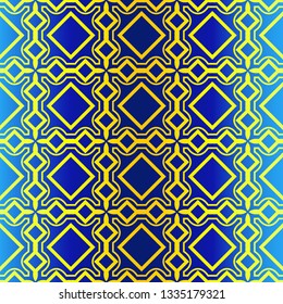 Geometric Pattern. Ethnic Ornament. Vector Illustration. For Greeting Cards, Invitations, Cover Book, Fabric, Scrapbooks. Blue yellow color.