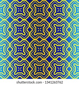 Geometric Pattern. Ethnic Ornament. Vector Illustration. For Greeting Cards, Invitations, Cover Book, Fabric, Scrapbooks. Blue yellow color.