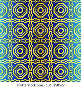 Geometric Pattern. Ethnic Ornament. Vector Illustration. For Greeting Cards, Invitations, Cover Book, Fabric, Scrapbooks. Blue yellow color.