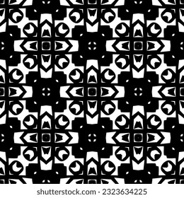 Geometric pattern in ethnic style. Seamless background  with  abstract shapes. Black and white wallpaper. Abstract background  with Repeating pattern for decor, textile and fabric.