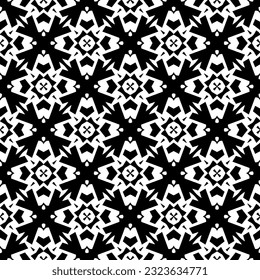 Geometric pattern in ethnic style. Seamless background  with  abstract shapes. Black and white wallpaper. Abstract background  with Repeating pattern for decor, textile and fabric.