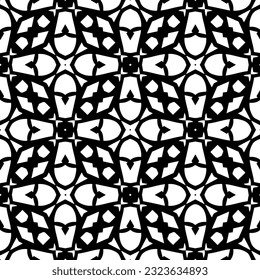 Patrón geométrico de estilo étnico. Fondo sin inconvenientes con formas abstractas. Papel pintado en blanco y negro. Resumen de fondo con Patrón repetitivo para la decoración, textil y de tela.