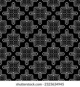 Geometrisches Muster im ethnischen Stil. Nahtloser Hintergrund mit abstrakten Formen. Schwarz-weißes Tapete. Abstrakter Hintergrund mit Wiederholungsmuster für Dekoration, Textilien und Stoff.