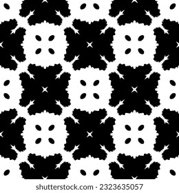 Geometric pattern in ethnic style. Seamless background  with  abstract shapes. Black and white wallpaper. Abstract background  with Repeating pattern for decor, textile and fabric.