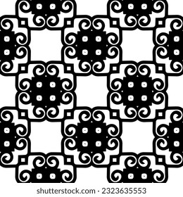 Geometric pattern in ethnic style. Seamless background  with  abstract shapes. Black and white wallpaper. Abstract background  with Repeating pattern for decor, textile and fabric.