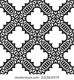 Geometric pattern in ethnic style. Seamless background  with  abstract shapes. Black and white wallpaper. Abstract background  with Repeating pattern for decor, textile and fabric.