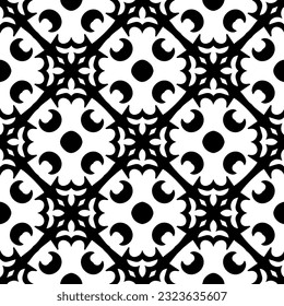 Geometrisches Muster im ethnischen Stil. Nahtloser Hintergrund mit abstrakten Formen. Schwarz-weißes Tapete. Abstrakter Hintergrund mit Wiederholungsmuster für Dekoration, Textilien und Stoff.