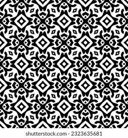 Geometrisches Muster im ethnischen Stil. Nahtloser Hintergrund mit abstrakten Formen. Schwarz-weißes Tapete. Abstrakter Hintergrund mit Wiederholungsmuster für Dekoration, Textilien und Stoff.