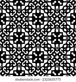 Geometric pattern in ethnic style. Seamless background  with  abstract shapes. Black and white wallpaper. Abstract background  with Repeating pattern for decor, textile and fabric.