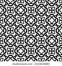 Geometrisches Muster im ethnischen Stil. Nahtloser Hintergrund mit abstrakten Formen. Schwarz-weißes Tapete. Abstrakter Hintergrund mit Wiederholungsmuster für Dekoration, Textilien und Stoff.