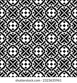 Geometric pattern in ethnic style. Seamless background  with  abstract shapes. Black and white wallpaper. Abstract background  with Repeating pattern for decor, textile and fabric.