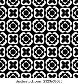 Geometrisches Muster im ethnischen Stil. Nahtloser Hintergrund mit abstrakten Formen. Schwarz-weißes Tapete. Abstrakter Hintergrund mit Wiederholungsmuster für Dekoration, Textilien und Stoff.