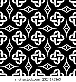 Geometric pattern in ethnic style. Seamless ornament  with  abstract shapes. Black and white wallpaper. Abstract background  with Repeating pattern for decor, textile and fabric.