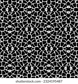 Geometric pattern in ethnic style. Seamless ornament  with  abstract shapes. Black and white wallpaper. Abstract background  with Repeating pattern for decor, textile and fabric.