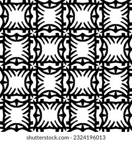 Geometric pattern in ethnic style. Seamless ornament  with  abstract shapes. Black and white wallpaper. Abstract background  with Repeating pattern for decor, textile and fabric.