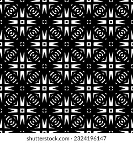 Geometric pattern in ethnic style. Seamless ornament  with  abstract shapes. Black and white wallpaper. Abstract background  with Repeating pattern for decor, textile and fabric.