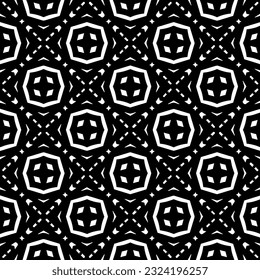 Geometric pattern in ethnic style. Seamless ornament  with  abstract shapes. Black and white wallpaper. Abstract background  with Repeating pattern for decor, textile and fabric.