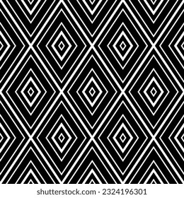 Geometric pattern in ethnic style. Seamless ornament  with  abstract shapes. Black and white wallpaper. Abstract background  with Repeating pattern for decor, textile and fabric.