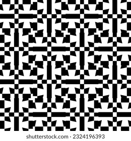 Geometric pattern in ethnic style. Seamless ornament  with  abstract shapes. Black and white wallpaper. Abstract background  with Repeating pattern for decor, textile and fabric.