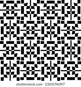 Geometric pattern in ethnic style. Seamless ornament  with  abstract shapes. Black and white wallpaper. Abstract background  with Repeating pattern for decor, textile and fabric.